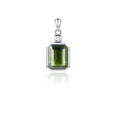 quality  925 Sterling Silver Genuine Moldavite Pendant Moldavite Meteorite Jewelry Emerald Shaped factory