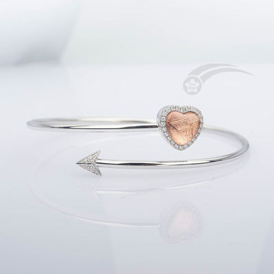 Muonionalusta Meteorite Bracelet Heart Arrow de Cupido Pulseira 58mm Diâmetro